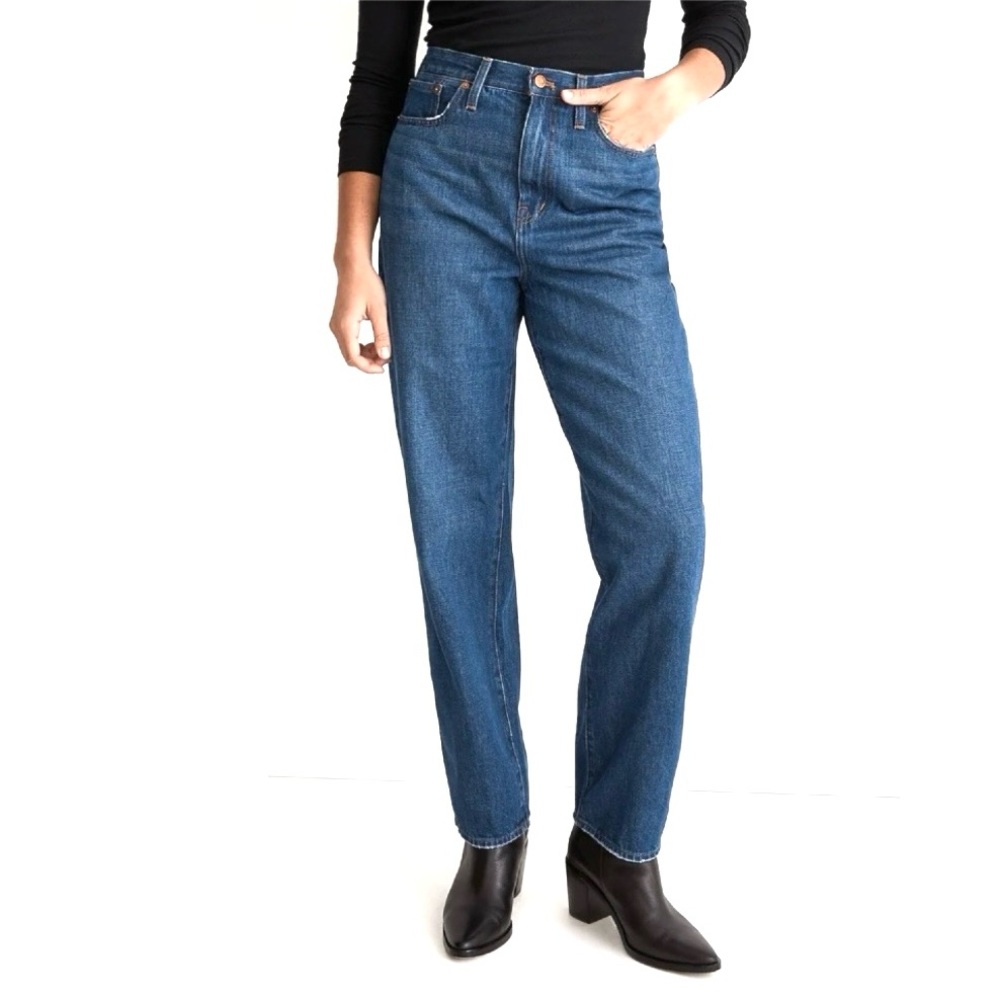 Madewell Baggy Straight Jeans in Dark Worn Indigo Wash